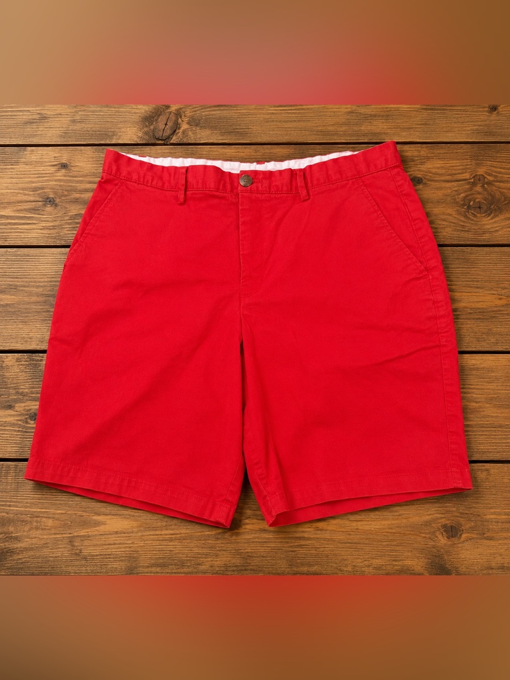 Calvin Klein Men’s Red Chino Shorts Size 34 Flat Front Casual Cotton Summer